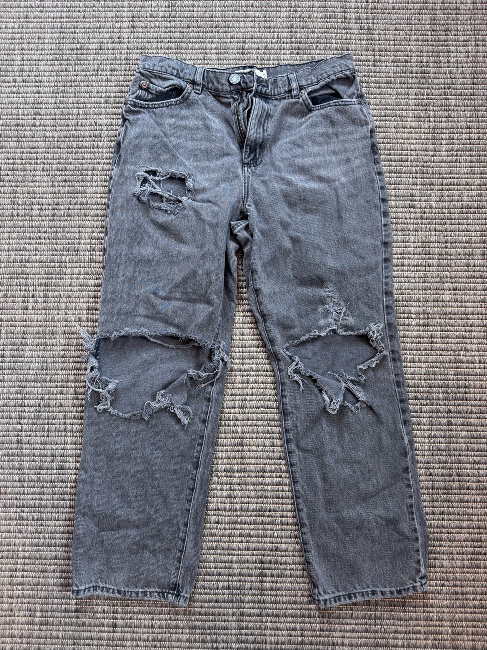 Garage Women’s Distressed Vintage Straight Jeans in Washed Black